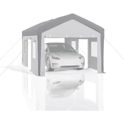 COZONY Heavy-Duty Carport Canopy Cover, Waterproof UV Resistant PE Fabric Shelter Top for Vehicle Outdoor Protection