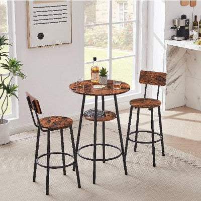 Lyngins 5-Piece Bar Height Dining Set, Modern Bar Table Set with 4 Bar Stools, PU Upholstered Seats with Backrest, 350LBS Stools Capacity