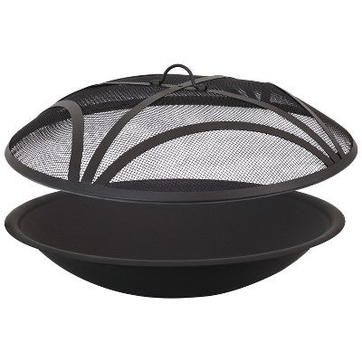 Sunnydaze Outdoor Replacement Steel Fire Pit Bowl with Spark Screen - Black