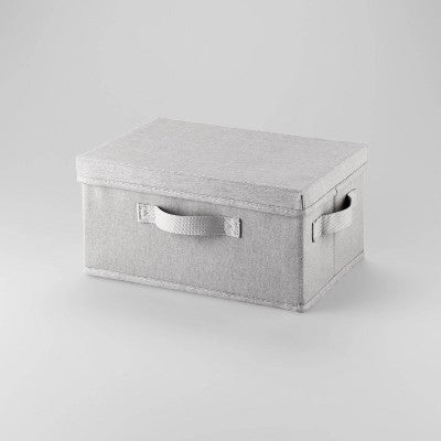 Fabric Shoe Bin with Lid Light Gray - Brightroom™: Square Storage with Handles, Fits 13" Cube System, No Assembly Required