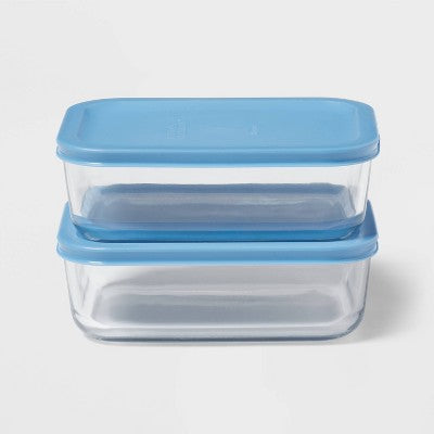 4pc (set of 2) 4c Rectangular Glass Food Storage Container Set - Room Essentials™