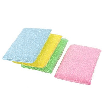 Unique Bargains Sponge Dish Bowl Cup Cleaning Cleaners Kitchen Scrub Pad Assorted Color 4 Pcs