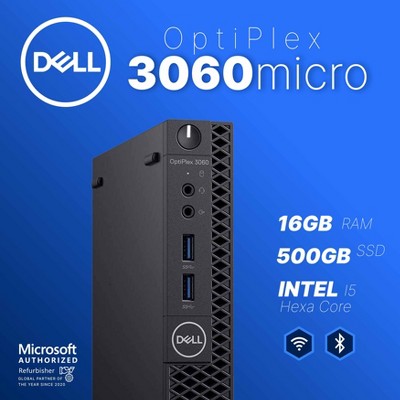 Refurbished Dell Optiplex 3060 Micro Computer-Hexa Intel i5-8GB DDR4 RAM-250GB SSD-Speaker-Keyboard/Mouse-Windows 11 Pro-Manufacturer Refurbished