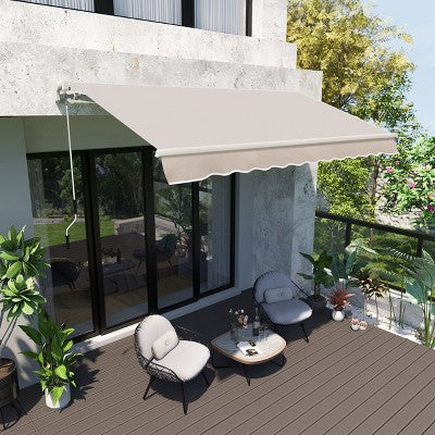 Sapphtopaz 8' x 7' Retractable Awning Manual Patio Awnings Sunshade Shelter UV Resistant Window Cover