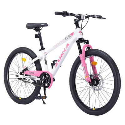 Gulches 24 Inch Kids Mountain Bike, Steel Frame Dual Disc Brakes, Suspension Fork, Adjustable Saddle & Handlebar, Multiple Colors