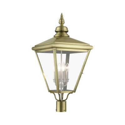 Livex Lighting Adams 4 - Light Post Light in Antique Brass/Brushed Nickel
