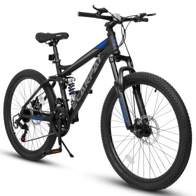 CAVINAS 26IN Mountain Bike with 21-Speed Disc Brakes, Adult Bike with Durable Frame and Rear Dual-Shock Absorption, Bicycle for Travel, School