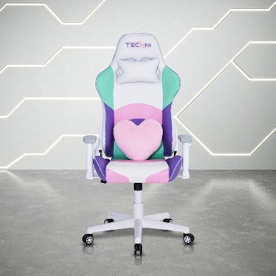 Kumasinova Kawaii PC Gaming Chairs with Adjustable Height,Head&Heart Lumbar Pillow,360°Swivel Chair for Home&Office,250lbs Max,Pink/Green/Purple/White