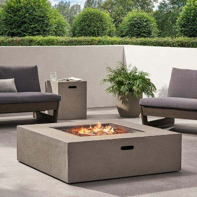 GDFStudio Hearth Outdoor 50,000 BTU Lightweight Concrete Fire Pit Table with Tank Holder