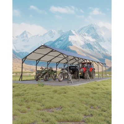 20'X30'x12' Metal Carport for Multiple Vehicles,Steel Carport, Vertical Roof Design, All-Weather, for Full-Size Pickup Trucks, Boats, Tractors