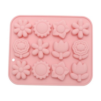 Unique Bargains Chocolate Mould 12-Cavity Sunflower Tulip Floral Candy Mould Hand Wash 6.06"x5.04"x0.55" 1 Pc