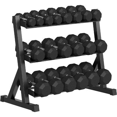 Rubber Coated Hex Dumbbell Weight Set, Multiple Sizes Exercise & Fitness Dumbbells,550LB Set, 5-50Lbs Pairs for Muscle Toning, Strength Building