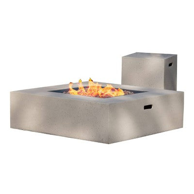 Aidan 40" Light Weight Concrete Gas Fire Pit Table With Tank Holder Square - Christopher Knight Home