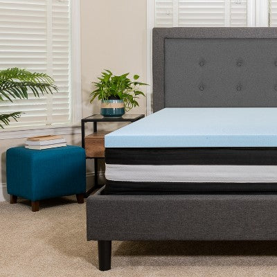 Flash Furniture Capri Comfortable Sleep 10 Inch CertiPUR-US Certified Foam Pocket Spring Mattress & 3 inch Gel Memory Foam Topper Bundle