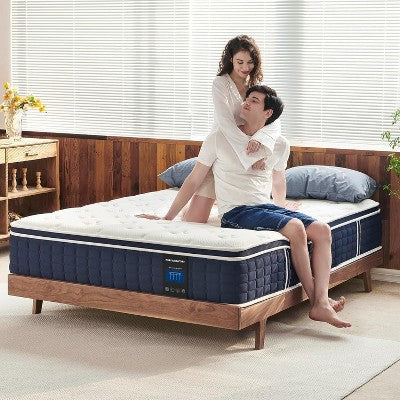 Coolvie 12 Inch Mattress, Medium Firm Mattress, Hybrid Individual Pocket Springs with Memory Foam, Cooler Sleep, Pressure Relief and Support