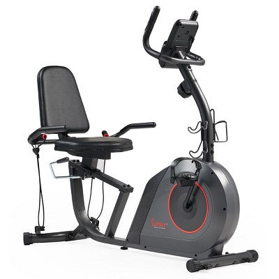 Recumbent Exercise Bike for Home, Magnetic Cardio Bike with Smart App Tracking - Sunny Health and Fitness