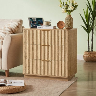 ModernLuxe 3 or 6 Drawer Dresser, Curved Wave Design Modern Chest, TV Stand & Drawer Organizer