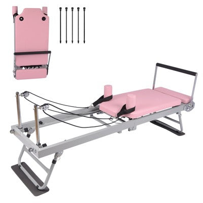 77.5" Foldable Pilates Reformer Machine for Home & Studio Use, Dual Resistance Springs & Elastic Resistance Bands, Adjustable for All Fitness Levels