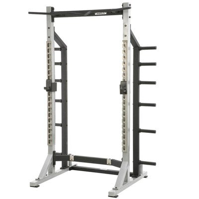 STS Self Standing Half Rack White with Pull Up Bar Bar Holders and Weight Storage