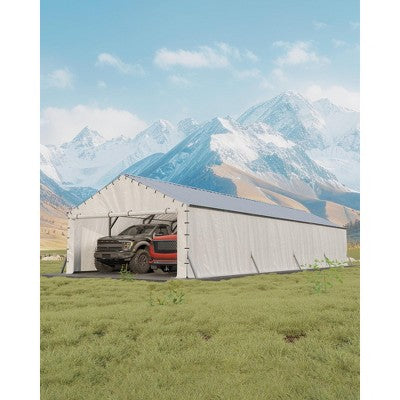 Acekool Metal Carport for Vehicles, Reinforced Steel Frame Outdoor Shelter for Cars Trucks Boats