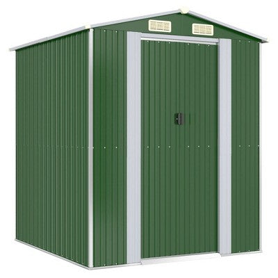 vidaXL Garden Shed Green Galvanized Steel Large Garden Shed - 75.6" x 75.2" x 87.8"