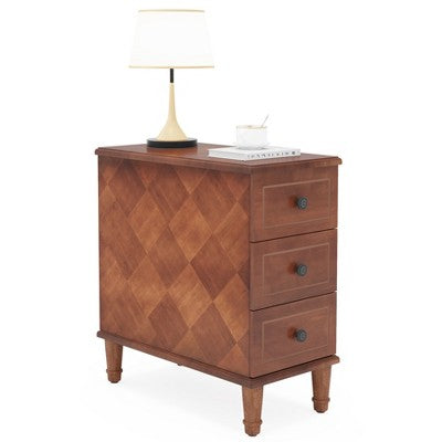 Tribesigns Fully Assembled Narrow Side Table with 3 Drawers