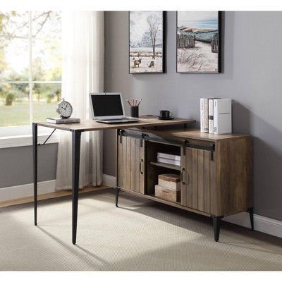 Kumasinova Rustic L-Shaped Corner Desk for Study&Office,Home Office Desk Computer Desk with Cable Hole&Tapered Legs,Home Office Workstation,Oak