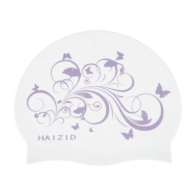 Unique Bargains Silicone Pansy Pattern Waterproof Swim Cap 1 Pc