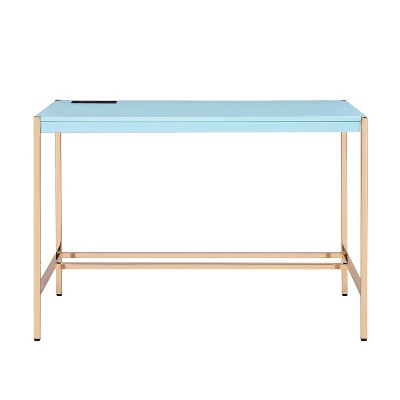Yinvani Blue Metal Frame Desk with USB Port