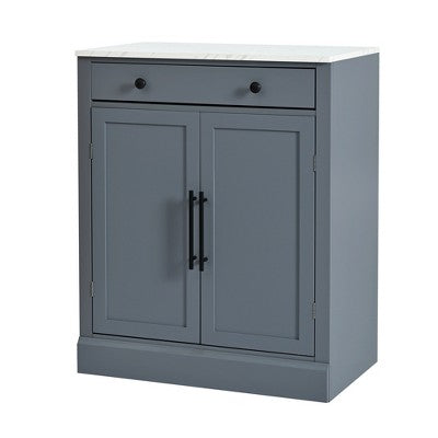 Dexmalle Gray Freestanding Buffet Storage with Multi Storage and Adjustable Shelves