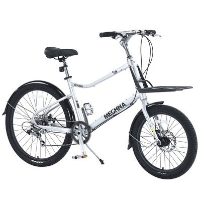 Gulches 7-Speed 26 Inch Cargo Commuter Bike, Aluminum Alloy Frame with Front & Rear Racks, Dual Disc Brakes, Multiple Colors, Comfort Bicycle