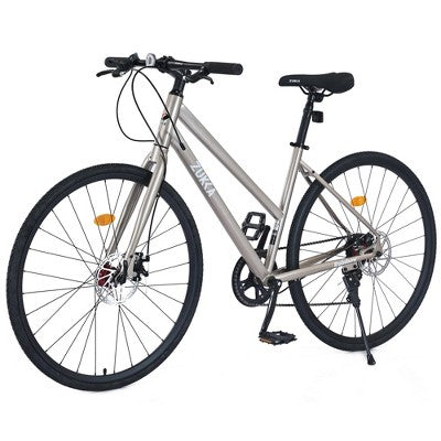 Sapphtopaz 700C Hybrid Bike with 7 Speed Gears for Adults, City Bicycle with Aluminum Alloy Frame, Rigid Suspension & Disc Brake