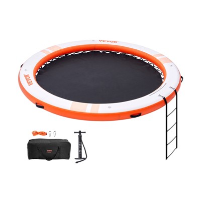VEVOR Inflatable Floating Dock, ø10FT Inflatable Dock Platform with ø8FT Trampoline Mesh Pool, Non-Slip Floating Platform Water Mat