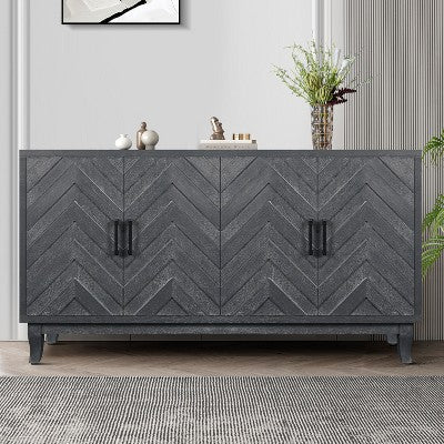 Kumasinova 59.8 Inch 4-Door Lacquered Accent Storage Cabinet,Sideboard Cabinet with Adjustable Shelves for Living Room,Kitchen,Hallway