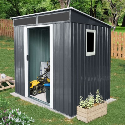 Kumasinova Metal Outdoor Storage Shed with Window and Transparent Plate for Backyard Garden,Patio