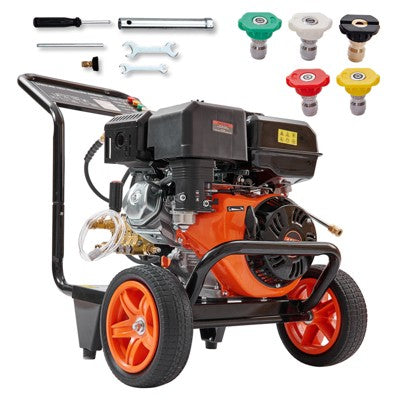 VEVOR Gas Pressure Washer, 4400 PSI 4.0 GPM, Gas Powered Pressure Washer with Copper Pump, Spray Gun and Extension Wand, Black