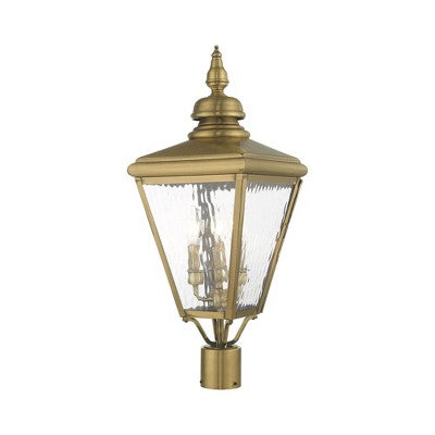 Livex Lighting Cambridge 3 - Light Post Light in Antique Brass