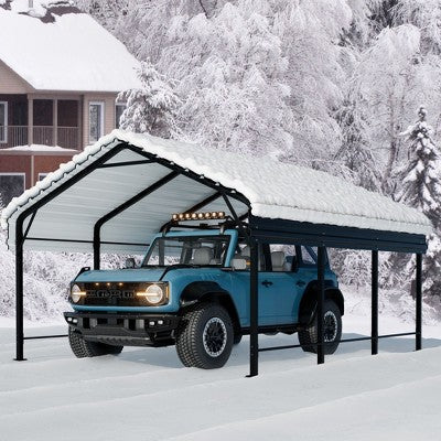 Celebalcony 12X15 FT Metal Carport, Heavy Duty Carport Canopy with Galvanized Steel Roof and Frame, Metal Car Garage for Pickup,Boat,Car and Tractors