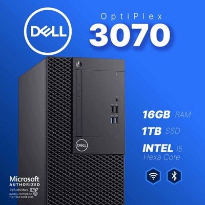 Refurbished Dell Optiplex 3070 Tower Computer-Intel i5-NVIDIA Quadro P620-16GB RAM-1TB SSD-Keyboard & Mouse-Windows 11 Pro-Manufacturer Refurbished