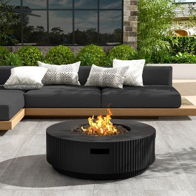 Christopher Knight Home Elisha Outdoor Lightweight Concrete 40,000 BTU Fire Pit Table with Lid