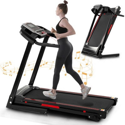 Electric Folding Treadmill with 3.5HP Motor, Manual Incline, 12 Programs, LCD Display, App Compatible