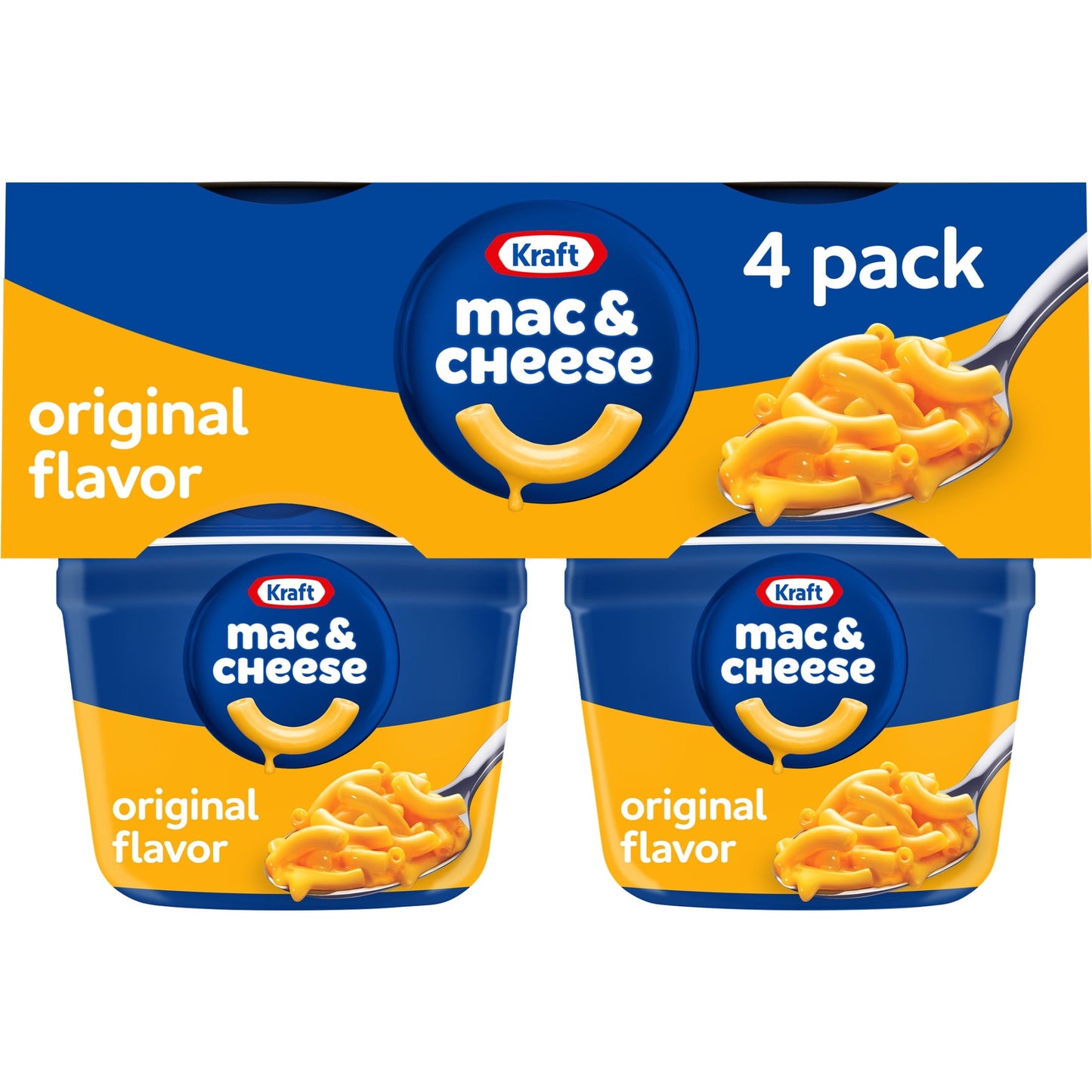 Kraft Original Mac N Cheese Macaroni And Cheese Cups Easy Microwavable Dinner, 4 Ct Pack, 2.05 Oz Cups