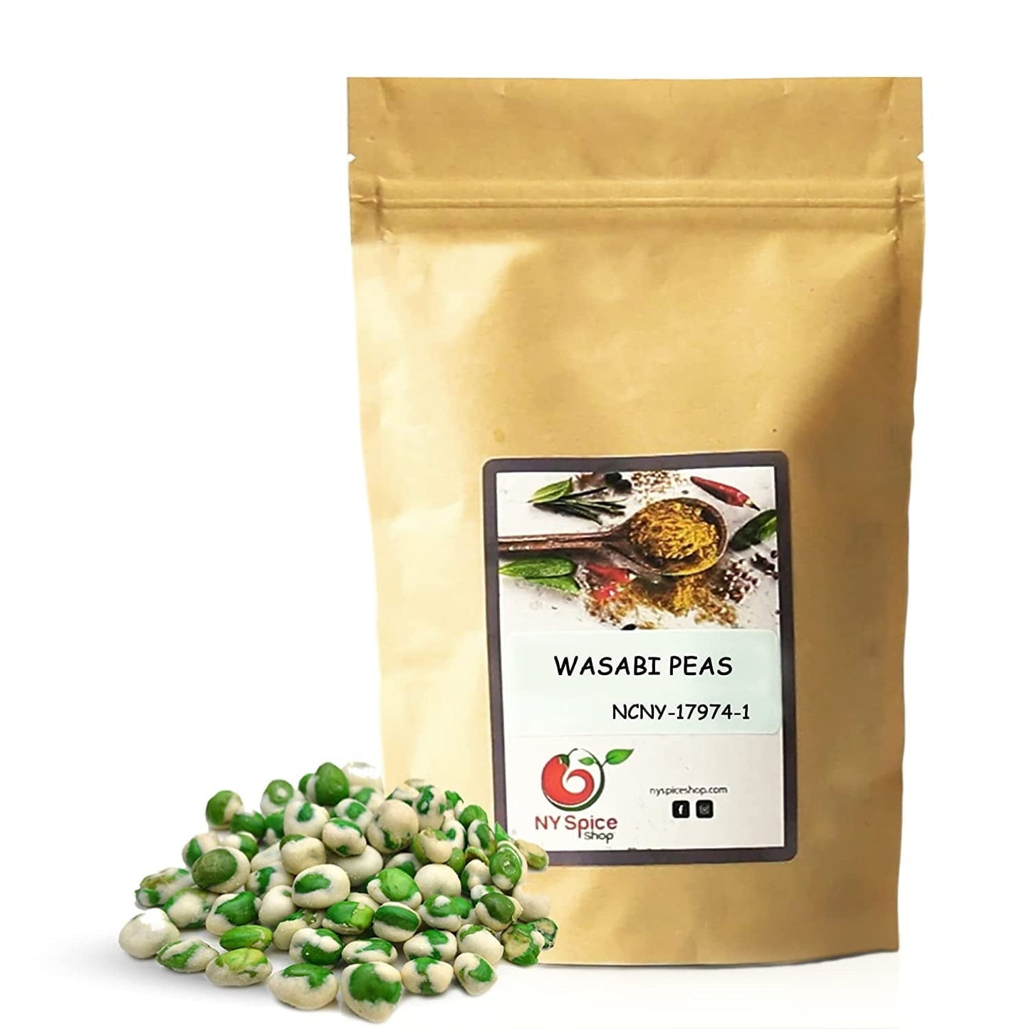 Ny Spice Shop Wasabi Peas - 1 Pound - Hot Wasabi Peas ?Wasabi Coated Green Peas ?Wasabi Snack