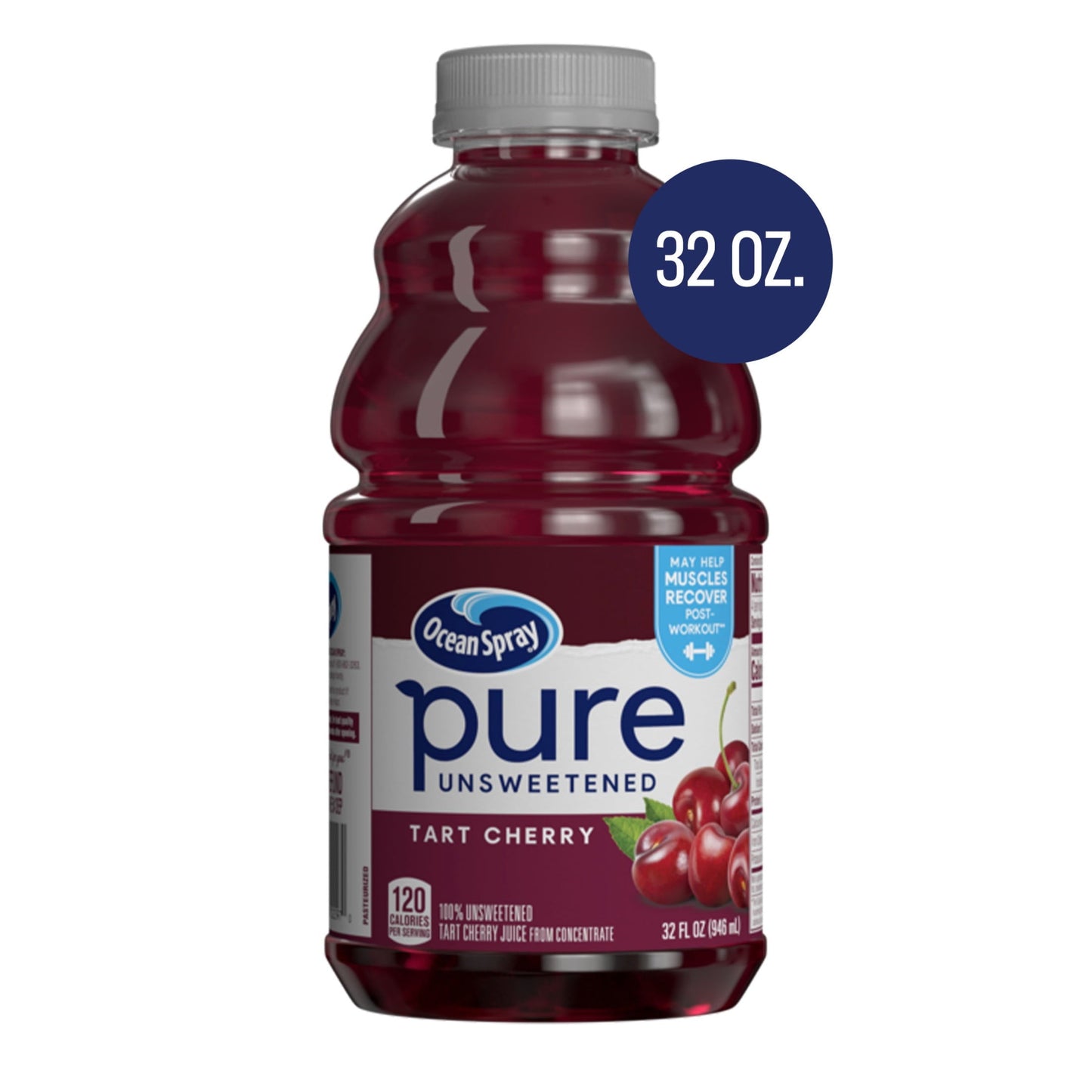 Ocean Spray Pure Unsweetened Tart Cherry, 100% Tart Cherry Juice, 32 Fl Oz Bottle