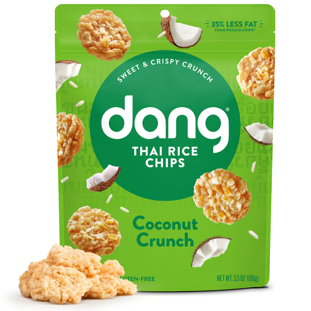 Dang Thai Rice Chips | Gluten Free, Soy Free & Preservative Free Rice Crisps, Healthy Snacks Made with Whole Foods (Coconut Crunch, 3.5 Ounce (Pack of 1))