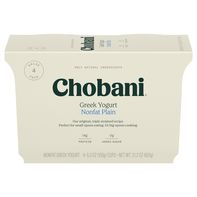 Chobani Yogurt, Greek, Nonfat, Plain, Value 4 Pack️