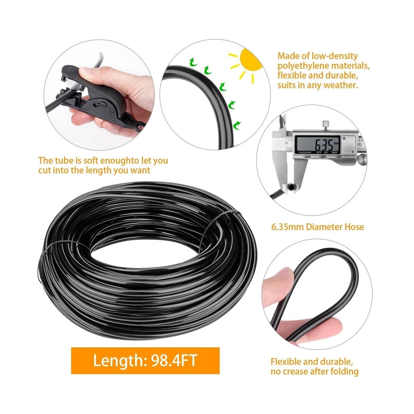 Misting Cooling System 98.4FT (30M) Misting Line + 50 Brass Mist Nozzles + 45 T-Connectors + 1 Faucet Adapters (3/4") Outdoor Mister for Patio Garden Greenhouse Trampoline for Waterpark