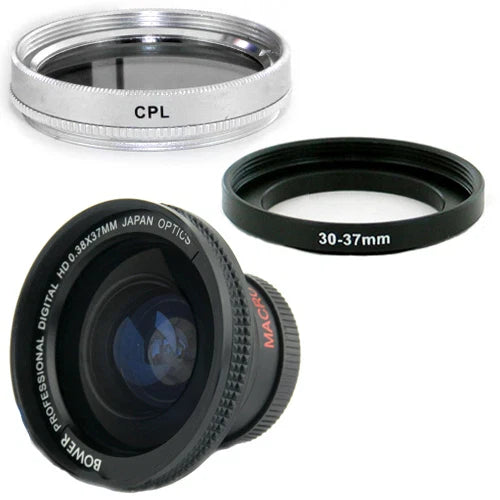 Bower 30mm 0.38x Wide Fisheye Lens,CPL Filter for Sony Handycam XR100,XR150 NEW