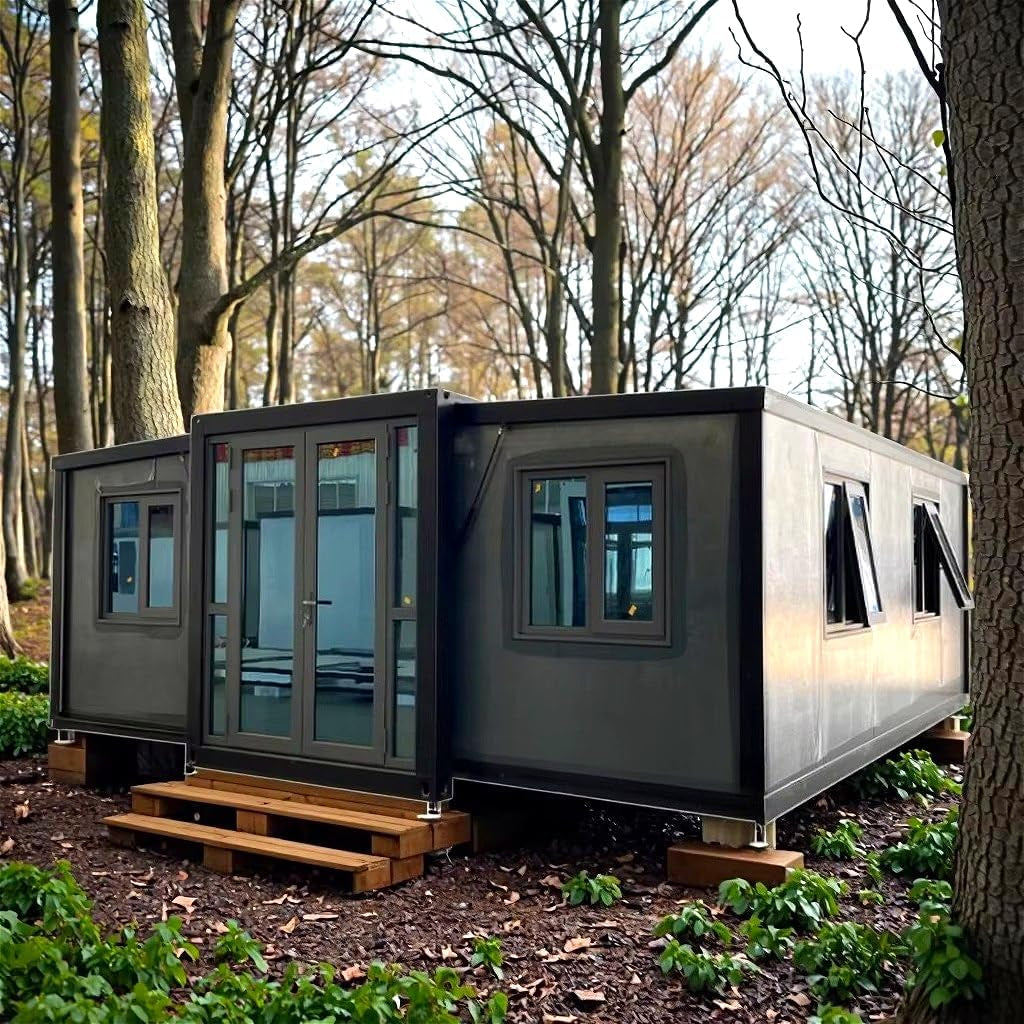 Tiny Home for Sale，20Ft 40FT Prefabricated House for Living Expandable Container House for 2 3 Bedrooms and 1 Fully Equipped Kitchen & Bathroom Modular Portable Design for Off-Grid Living