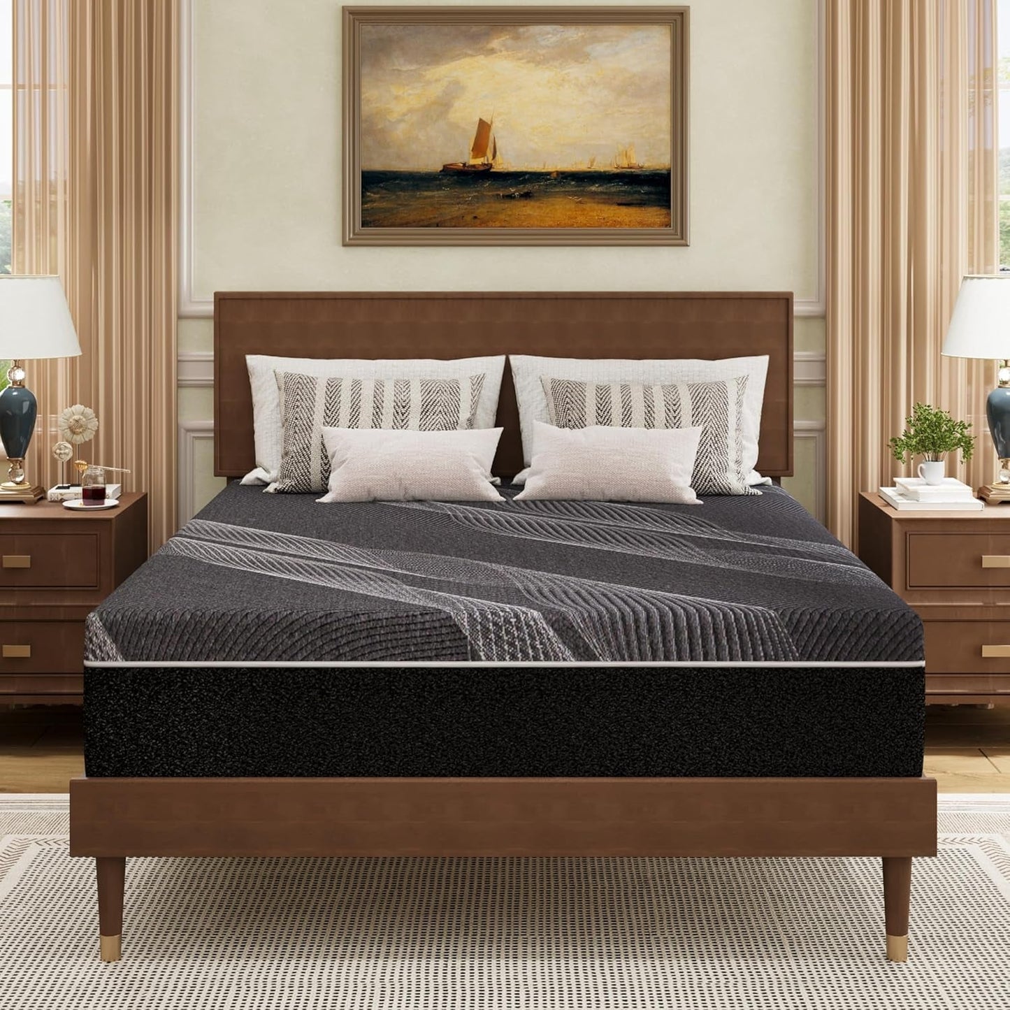 Queen Size Mattress, 10 Inch Gel Memory Foam, Cooling & Back Pain Relief, Certipur-Us Certified, Fiberglass Free, Foam Made in USA, Medium